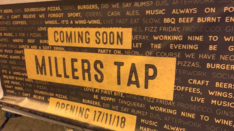 Millers Tap Opening Banner