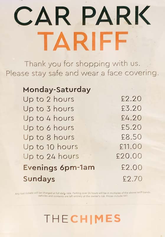 chimes uxbridge parking charges 2021